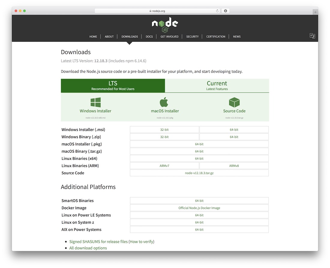 node.js cadru javascript