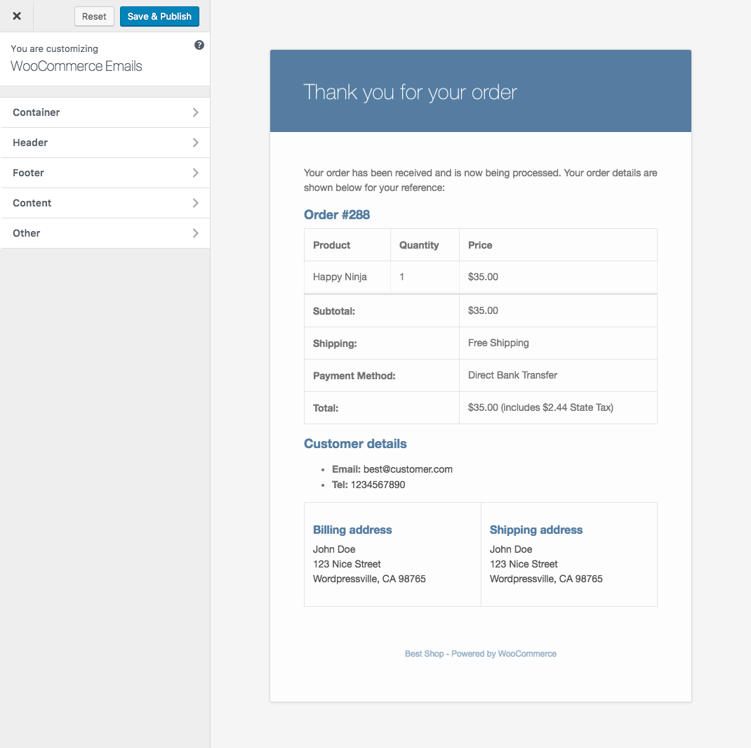 Personalizador de correo electrónico de WooCommerce fácil de usar