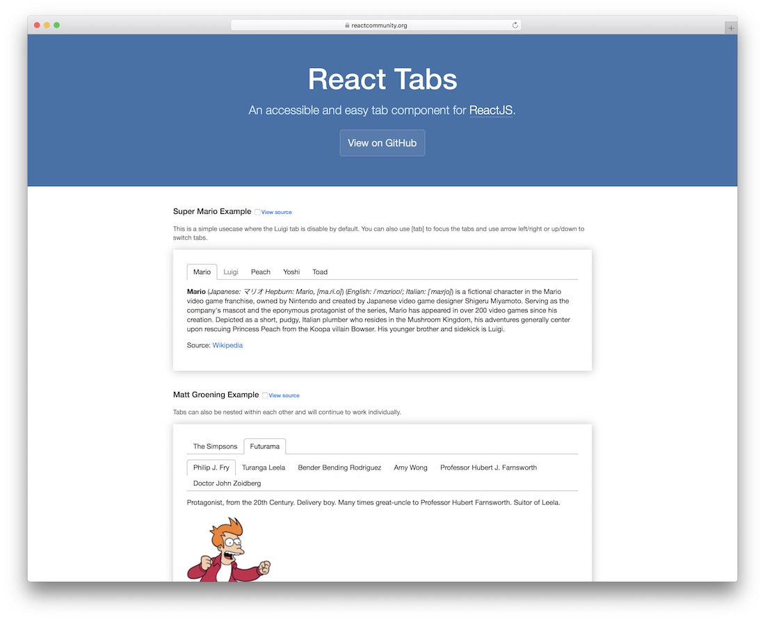 reagieren Tabs Komponente