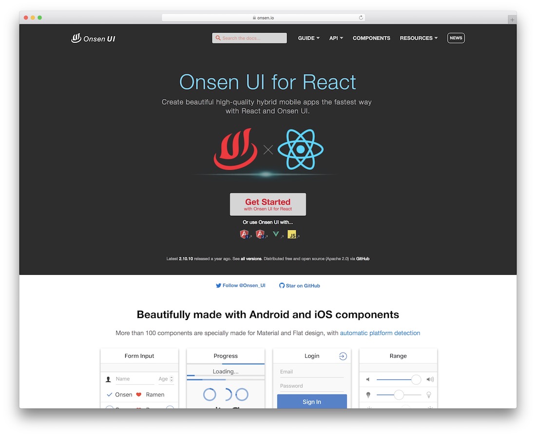 onsen ui für reagieren