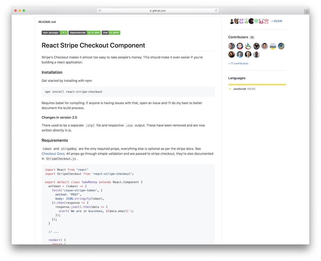 Stripe Checkout-Komponente reagieren