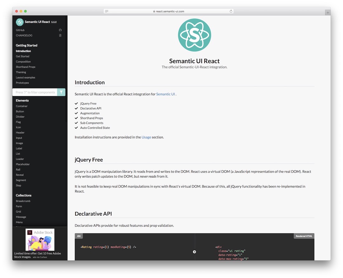 semantische ui reagieren