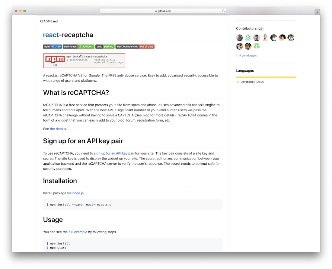 Google reCAPTCHA für React js