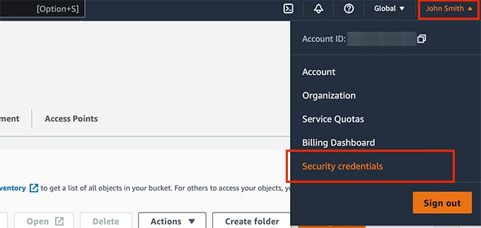 セキュリティクレデンシャルの生成 Generating security credentials