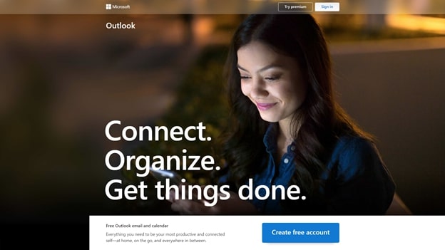 صفحة Outlook الرئيسية