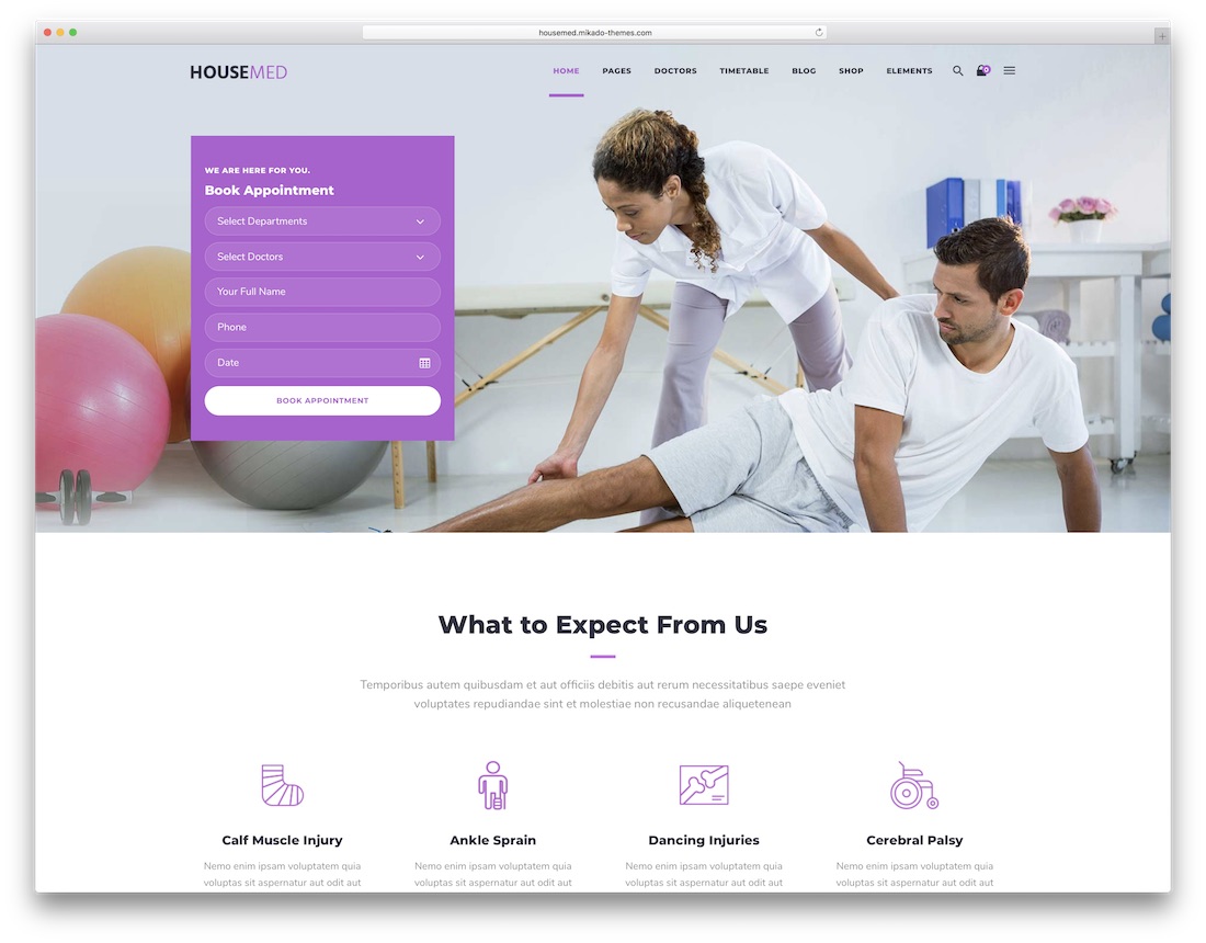 Evde fizyoterapi chiropractor wordpress teması.