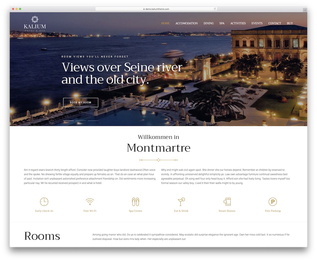 Kalium otel wordpress teması.