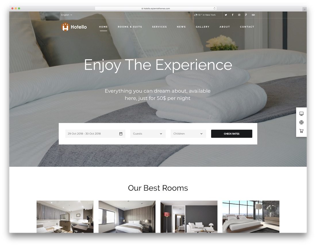 İnanılmaz tasarıma sahip hotello en iyi otel wordpress teması