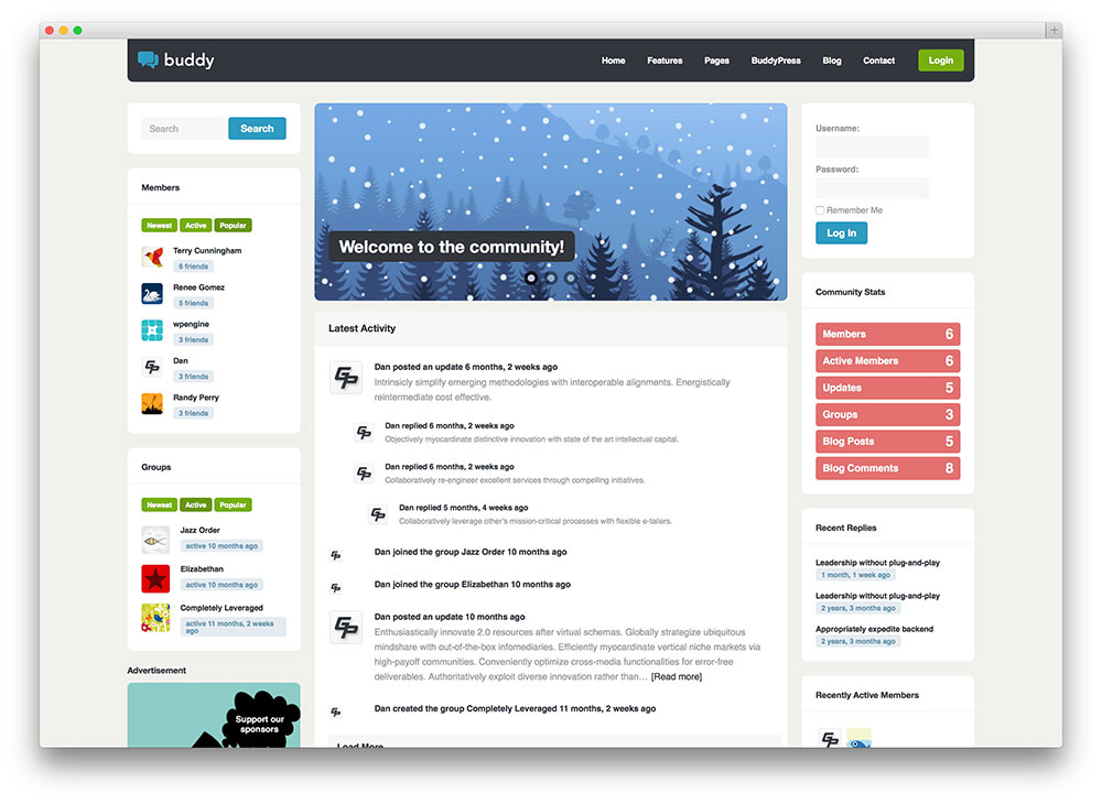 amigo - tema de la comunidad buddypress