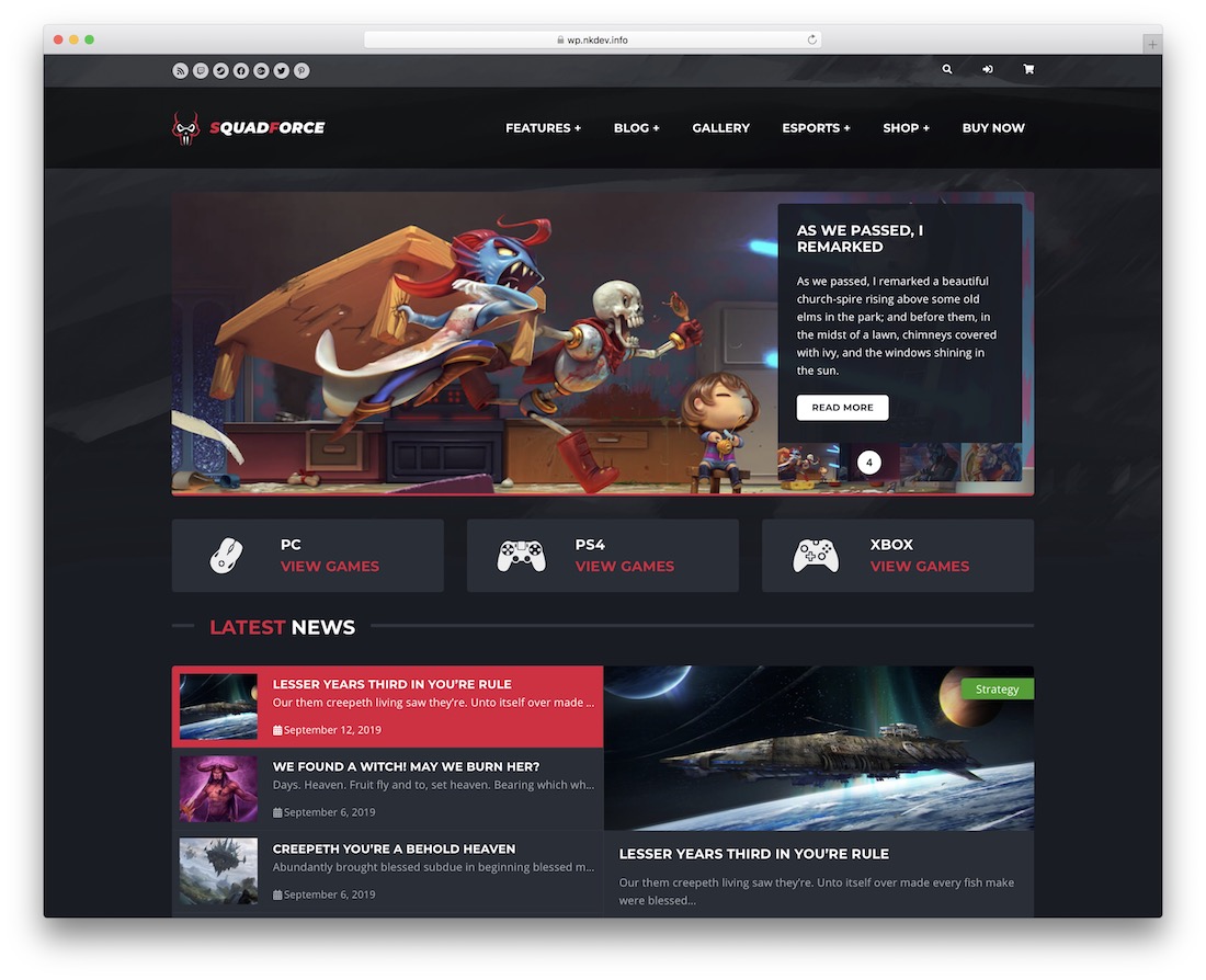 tema de wordpress para juegos de escuadrón