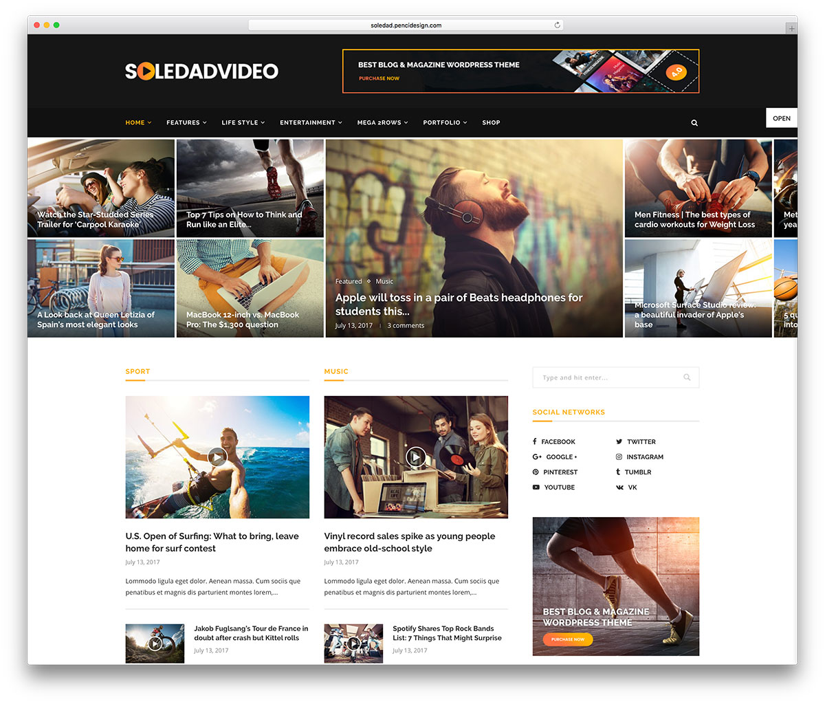 Tema de vídeo do WordPress