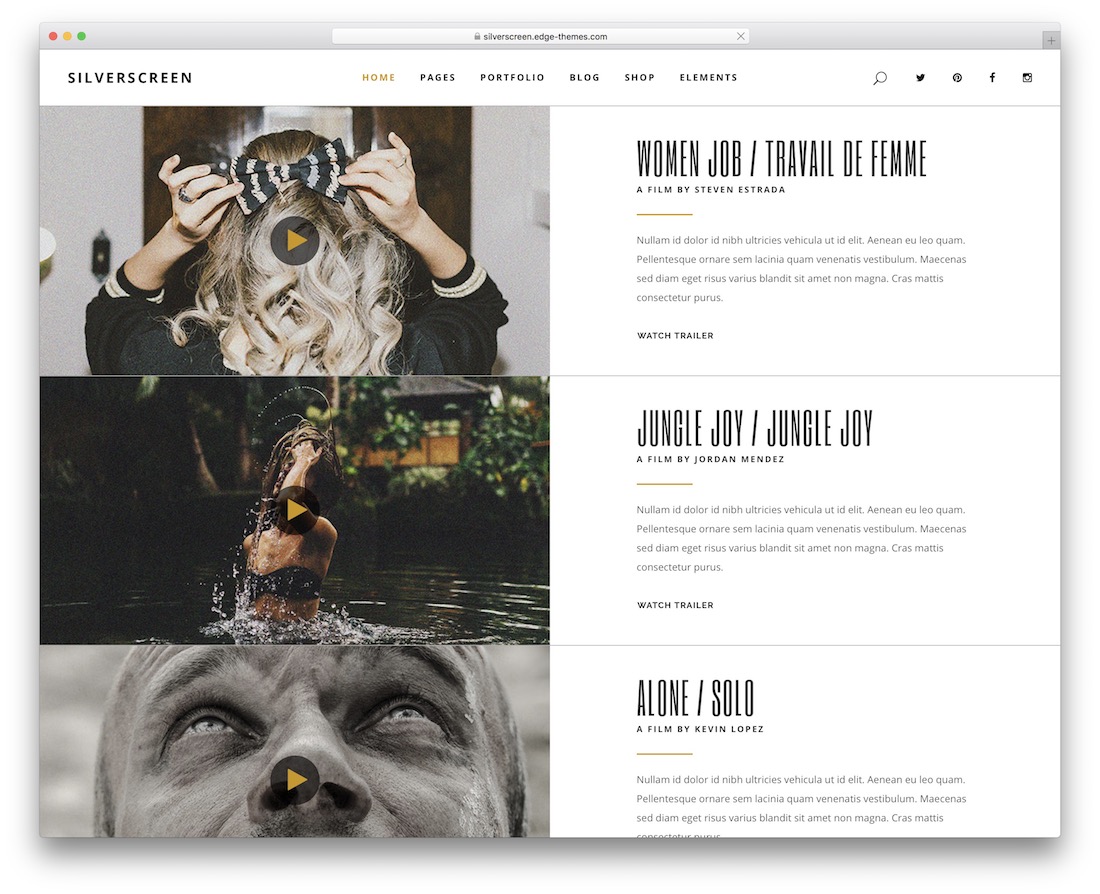 tema de vídeo wordpress silverscreen