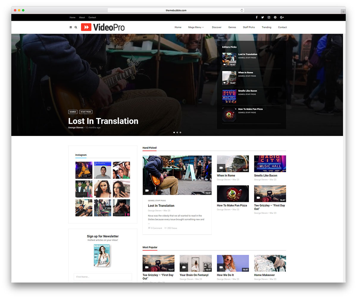 tema de revista de vídeo