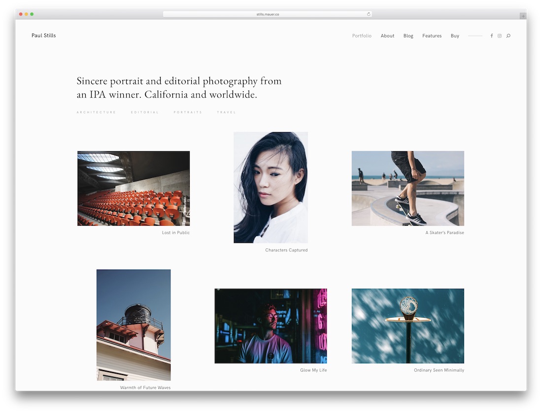foto del tema della fotografia wordpress
