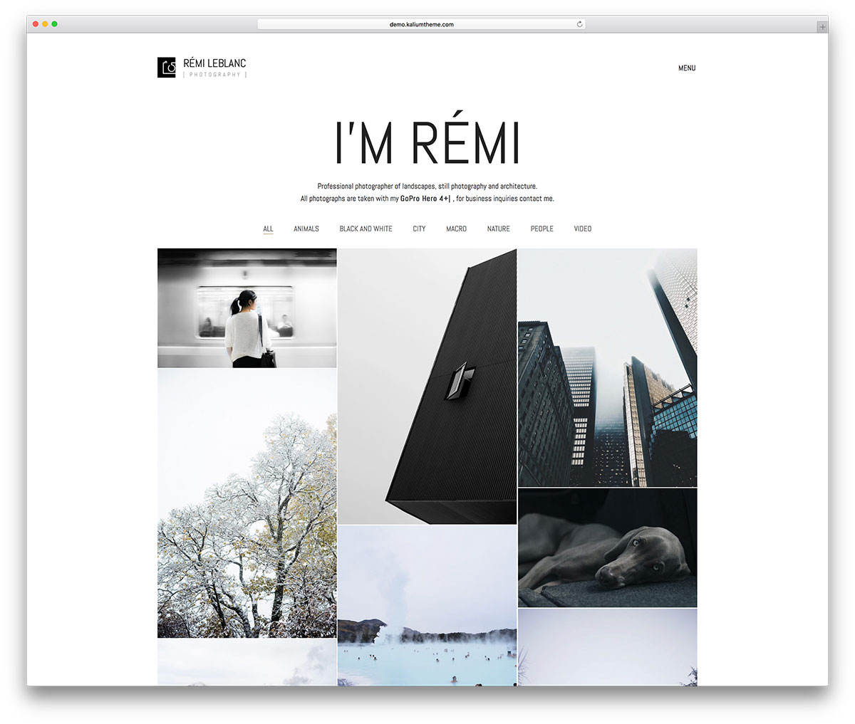 Tema unico per la fotografia di portfolio