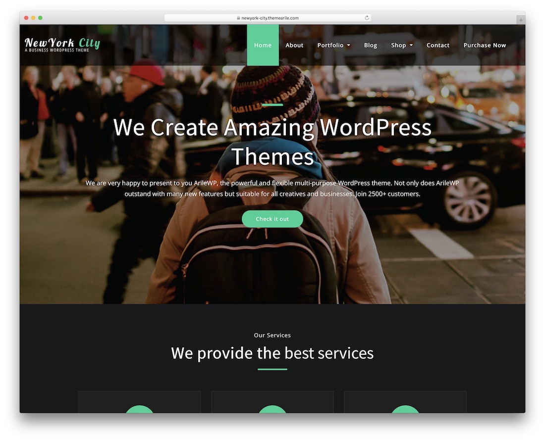 thème wordpress bootstrap gratuit de la ville de new york