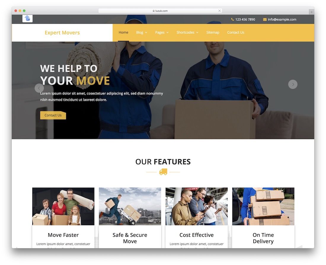 thème wordpress bootstrap gratuit pour les déménageurs experts