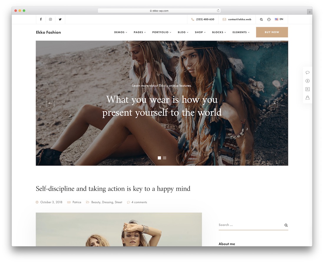 tema de wordpress de moda ekko