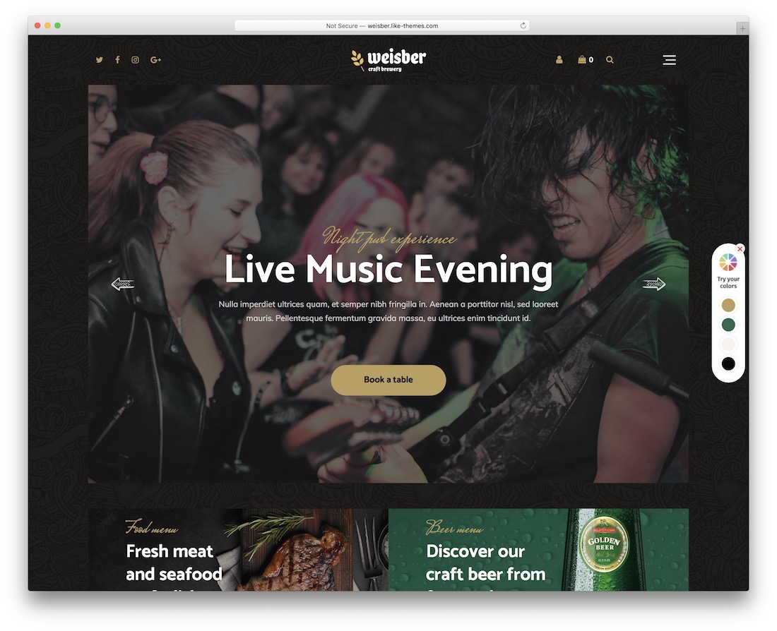 weisber WordPress-Theme für Bars, Kneipen