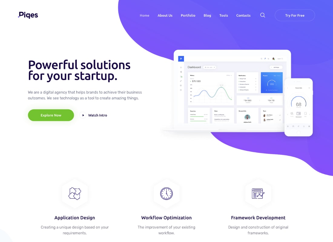 Piken | Kreatives WordPress-Theme für Startups und Agenturen