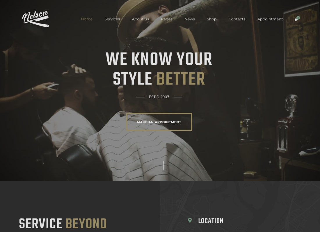 Nelson | Barbershop & Tattoo WordPress-Theme