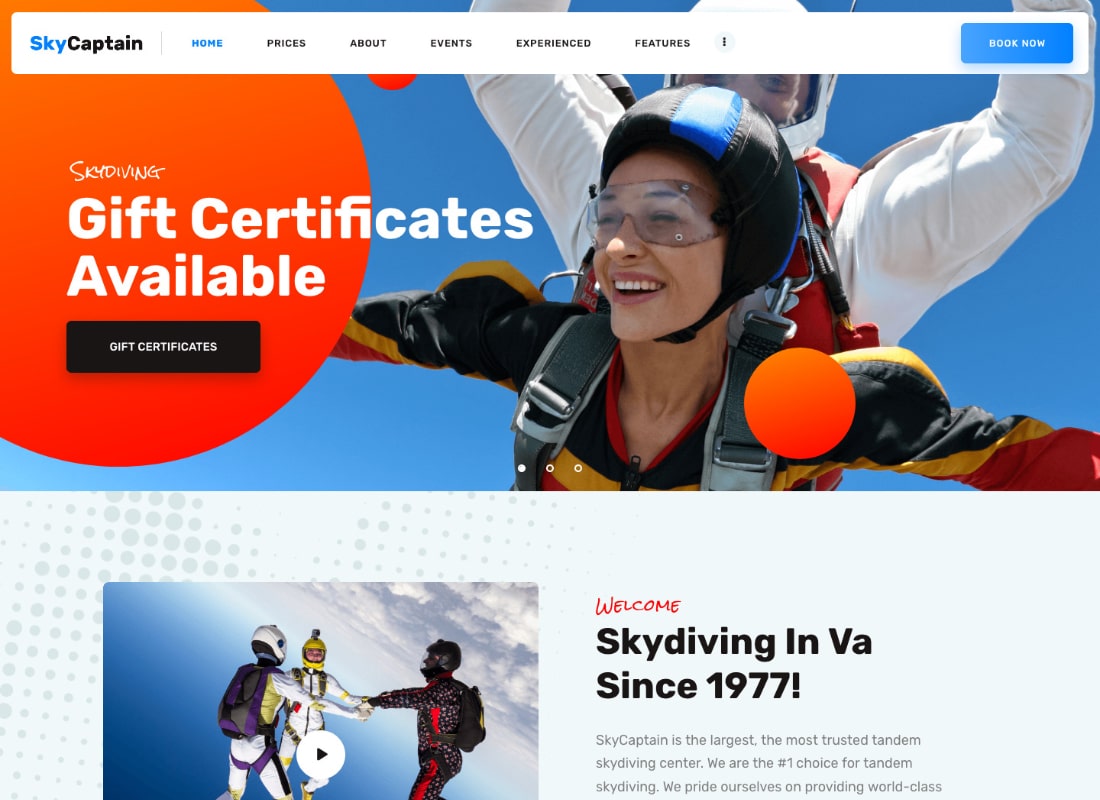 SkyCaptain | Fallschirmspringen & Extremflugsport WordPress Theme