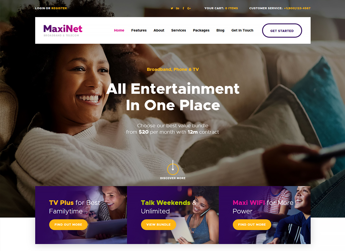 MaxiNet - Breitband- und Telekommunikations-WordPress-Thema