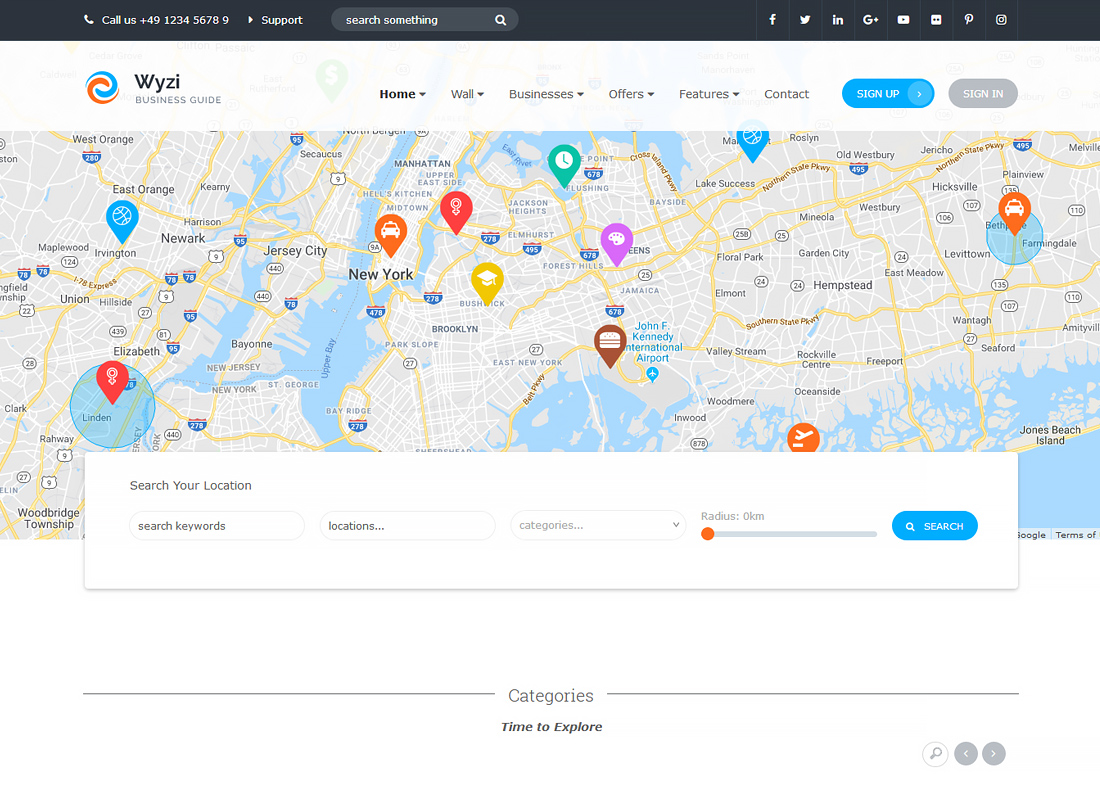 Wyzi - Business Finder und Dienstleister buchen WordPress Social Look Directory Listing Theme