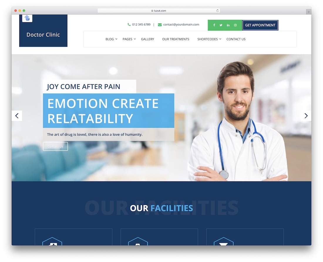 doktor kliniği ücretsiz tıbbi wordpress teması.