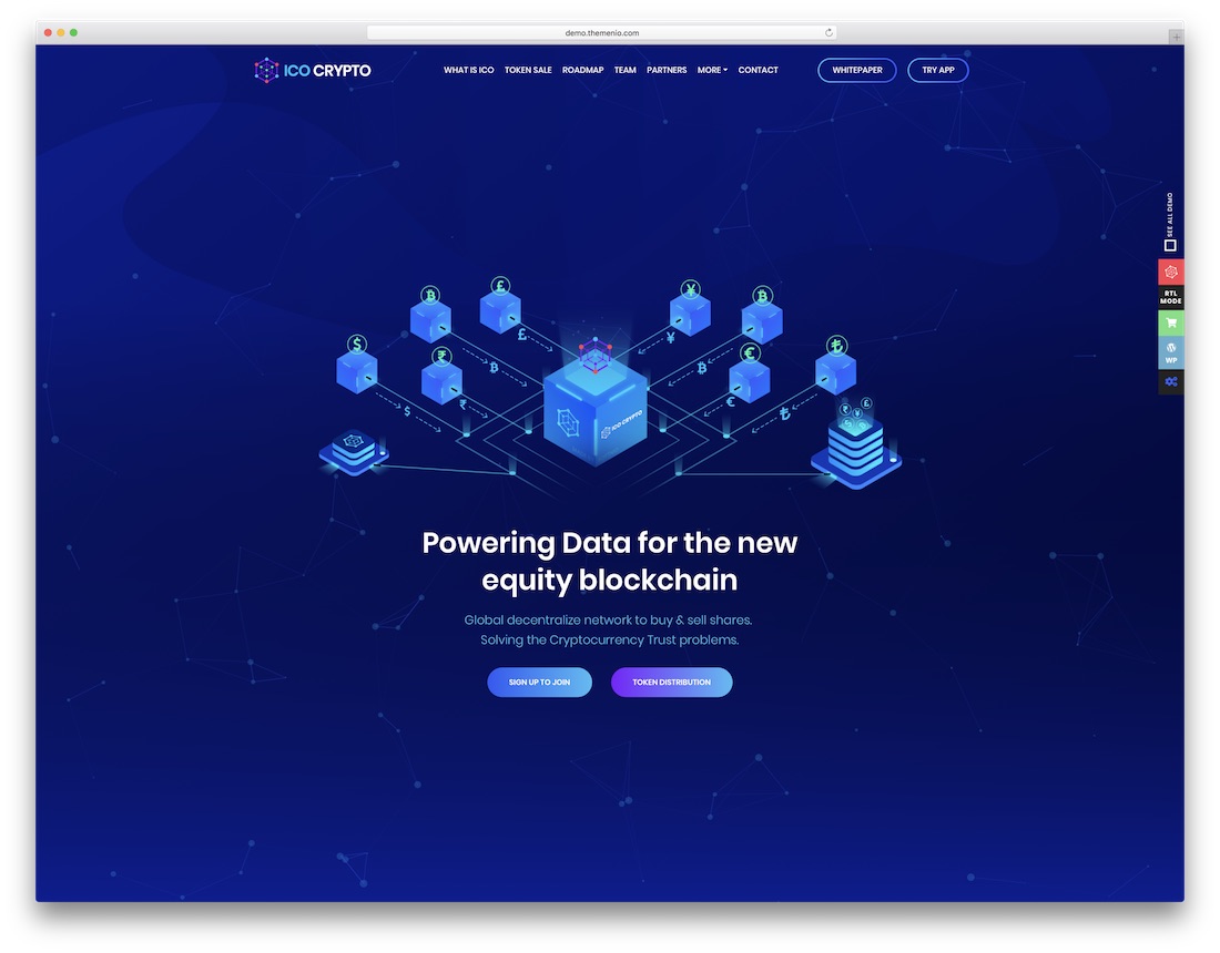 เทมเพลตเว็บไซต์เทคโนโลยี ico crypto