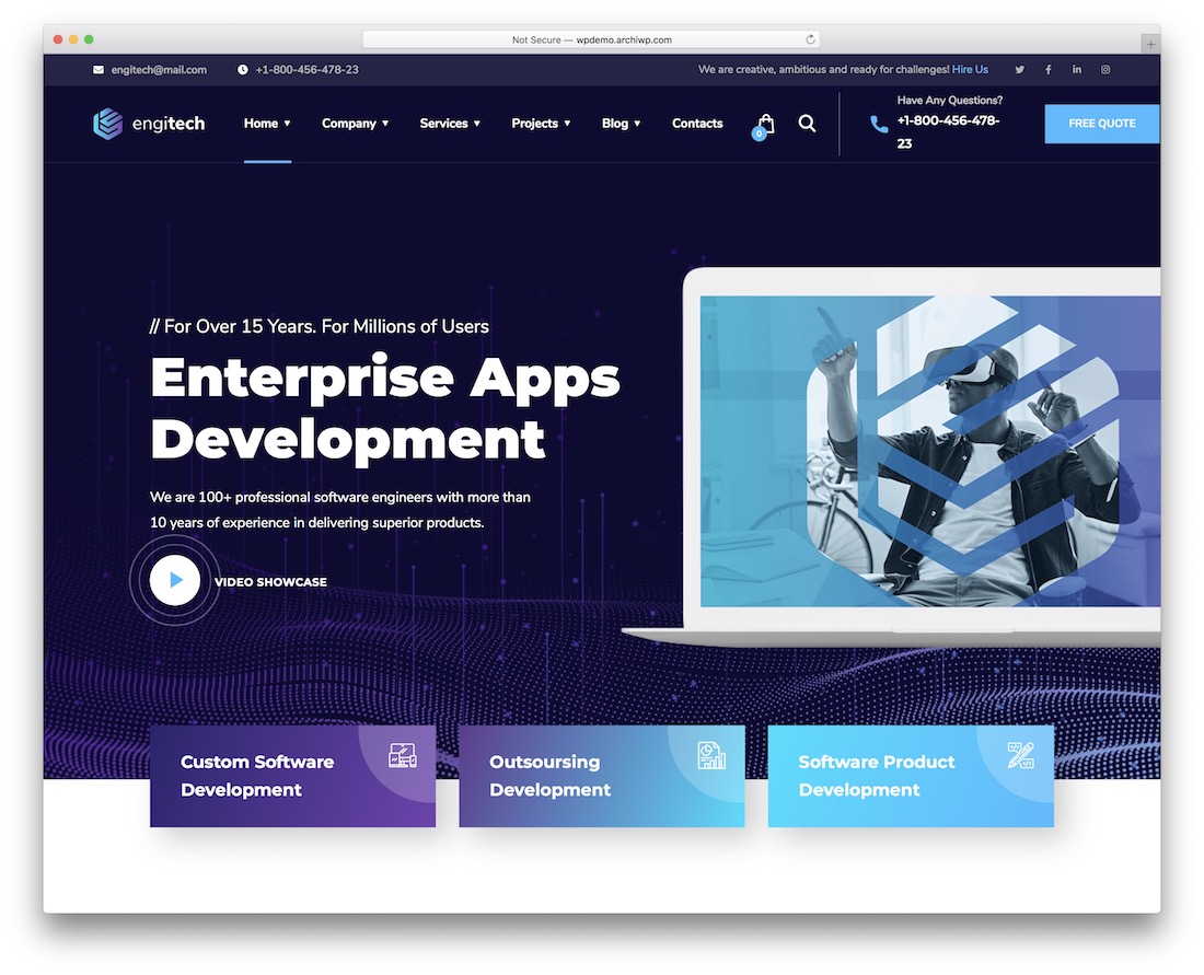 เทมเพลตเว็บไซต์ธุรกิจ engitech bootstrap
