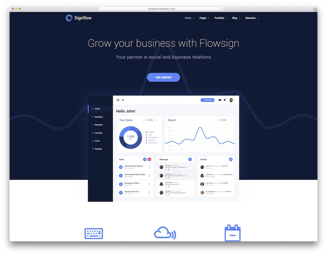 เทมเพลตเว็บไซต์เทคโนโลยี signflow