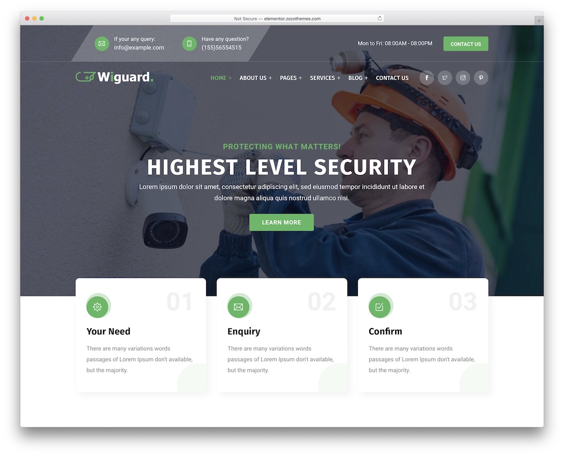 Wiguard güvenlik hizmeti wordpress teması.