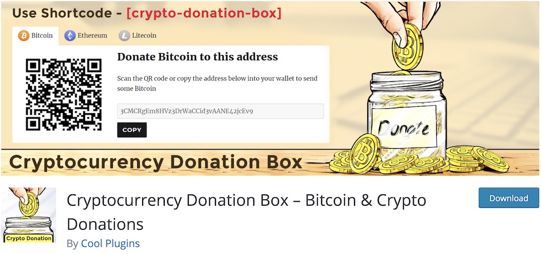 Spendenbox für Kryptowährungen