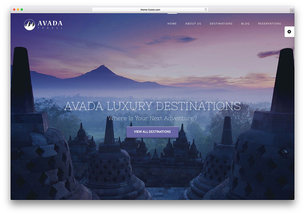avada - thème d'agence de voyage plein écran