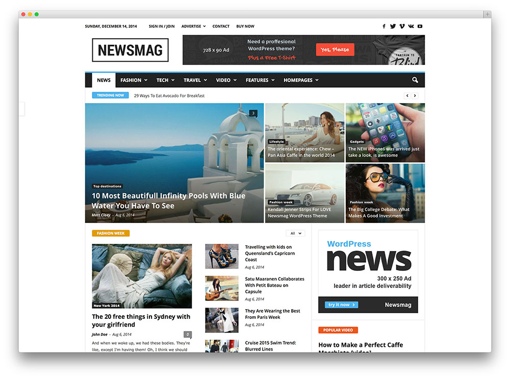 newsmag 매력적인 검색 엔진 최적화 잡지 테마