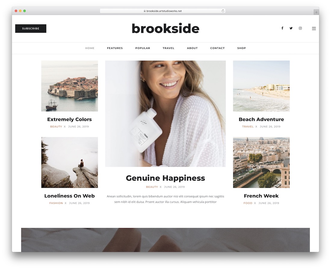 modelo de site de escritor de brookside