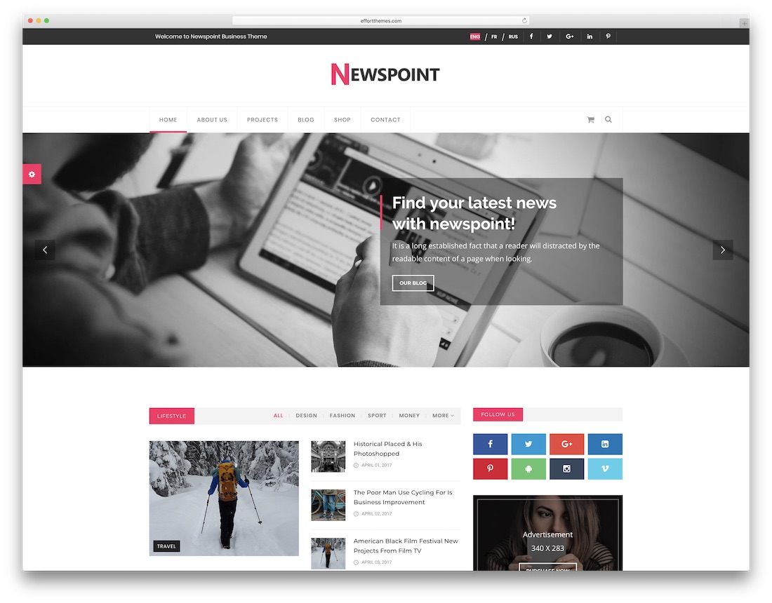 modelo de site de escritor de newspoint