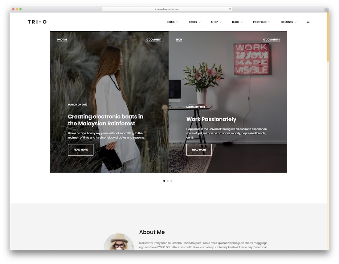 modelo de site de escritor de trio