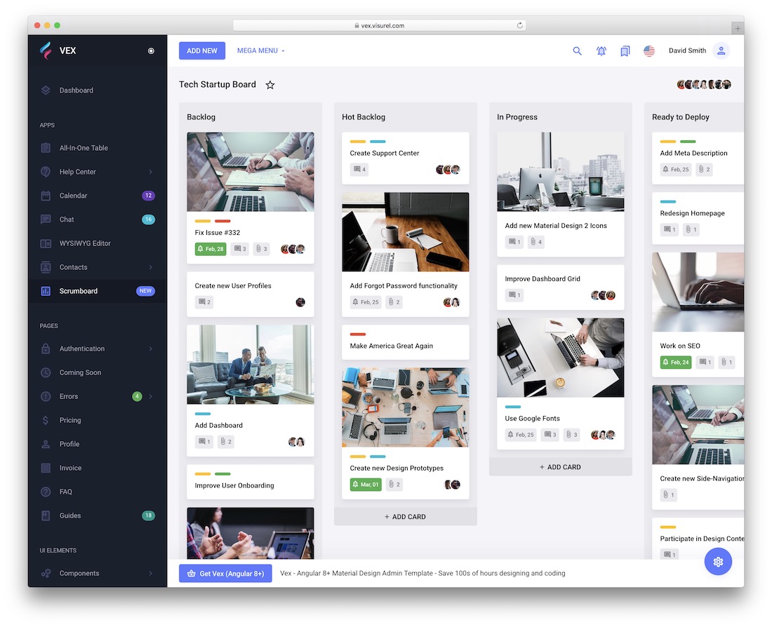 vex angularjs yönetici şablonu