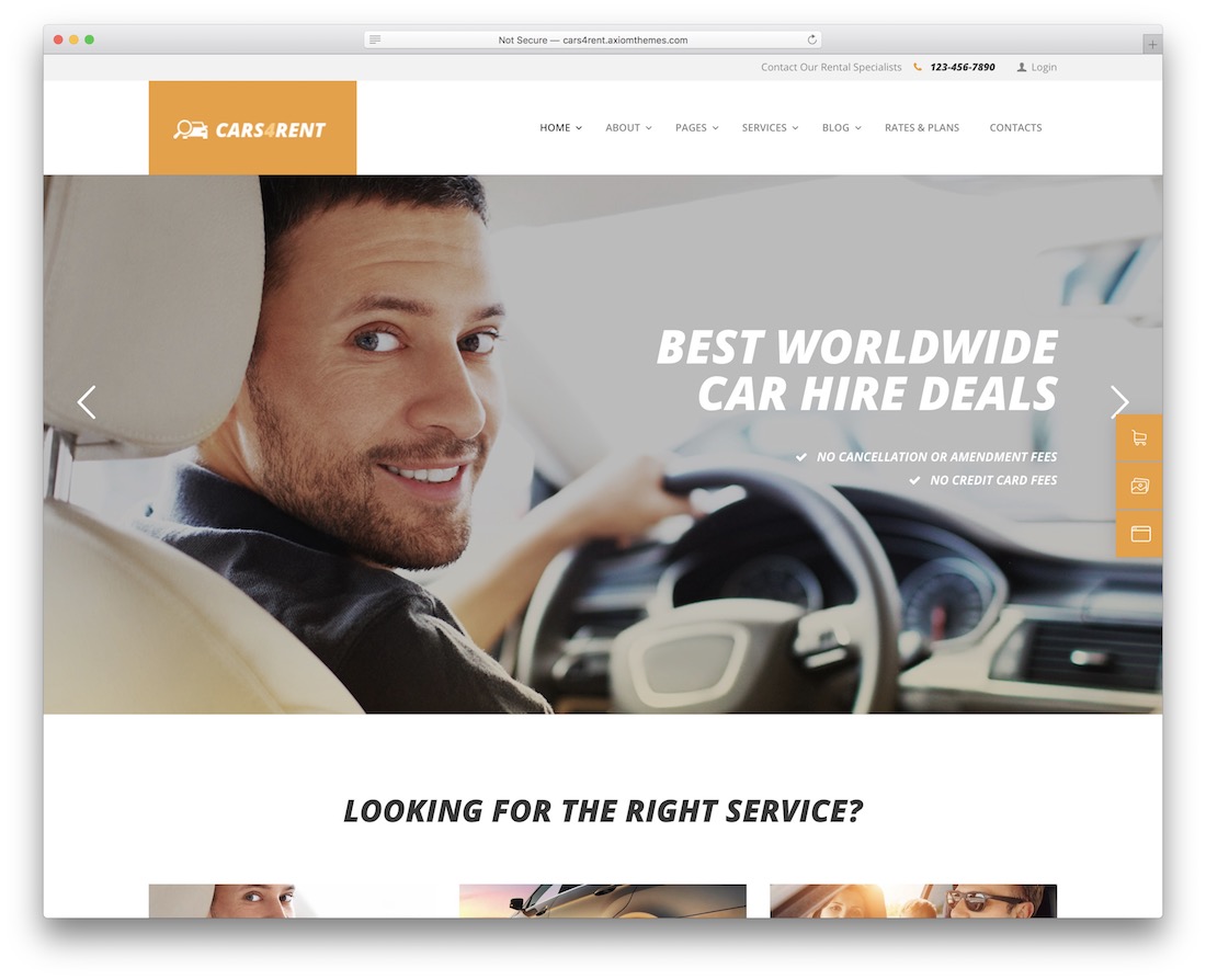 cars4rent serviço de aluguel de carros de táxi tema wordpress