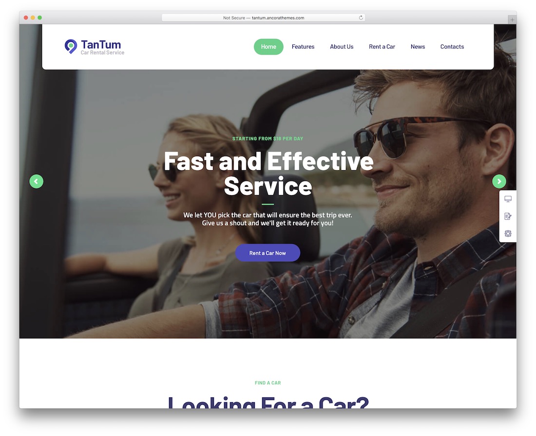 tantum táxi serviço de aluguel de carros tema wordpress