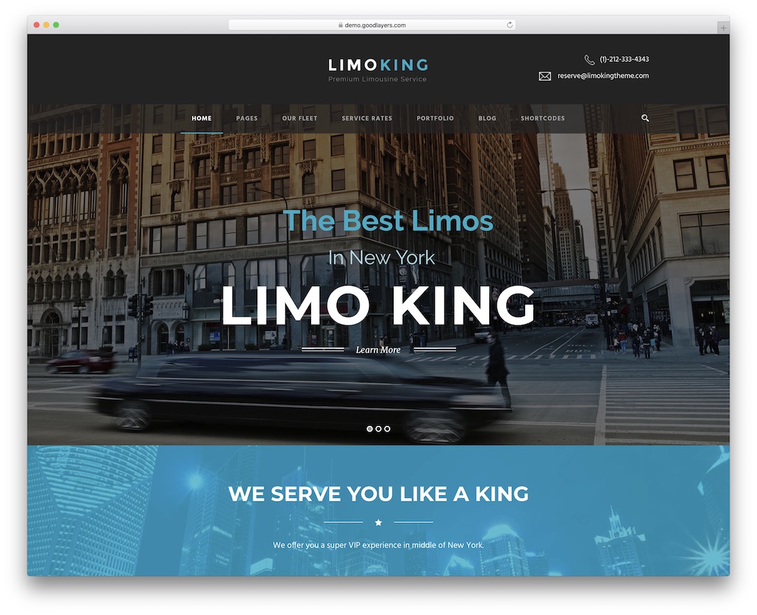 limo king táxi serviço de aluguel de carros tema wordpress