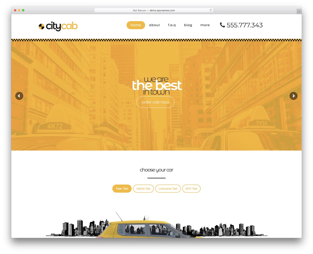 citycab táxi serviço de aluguel de carros tema wordpress