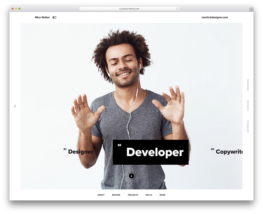 modelo de site de currículo rezo
