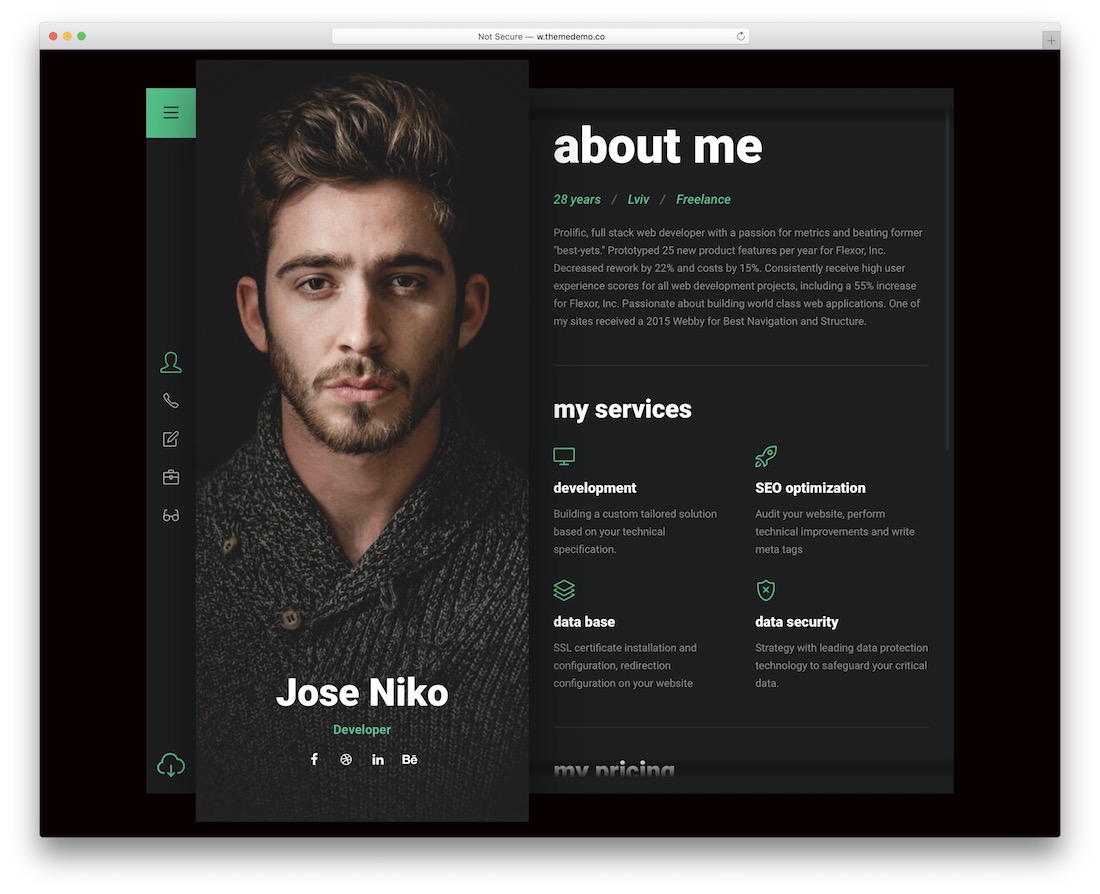modelo de site de currículo niko