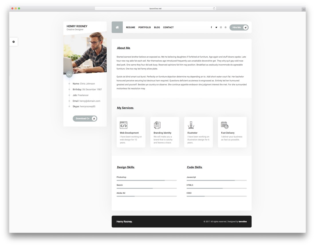 modelo de site de currículo mat