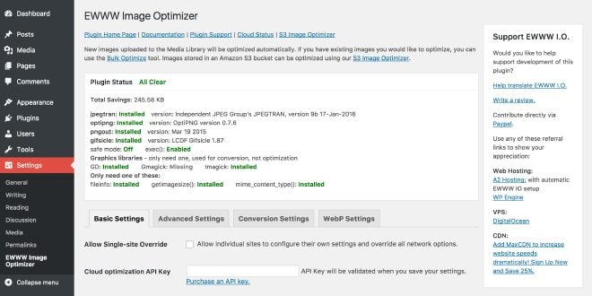 Ewww Image Optimizer - plugin WordPress kompresi gambar