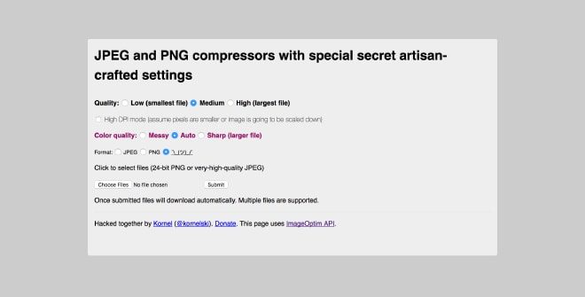 ImageOptim - alat kompresi gambar online