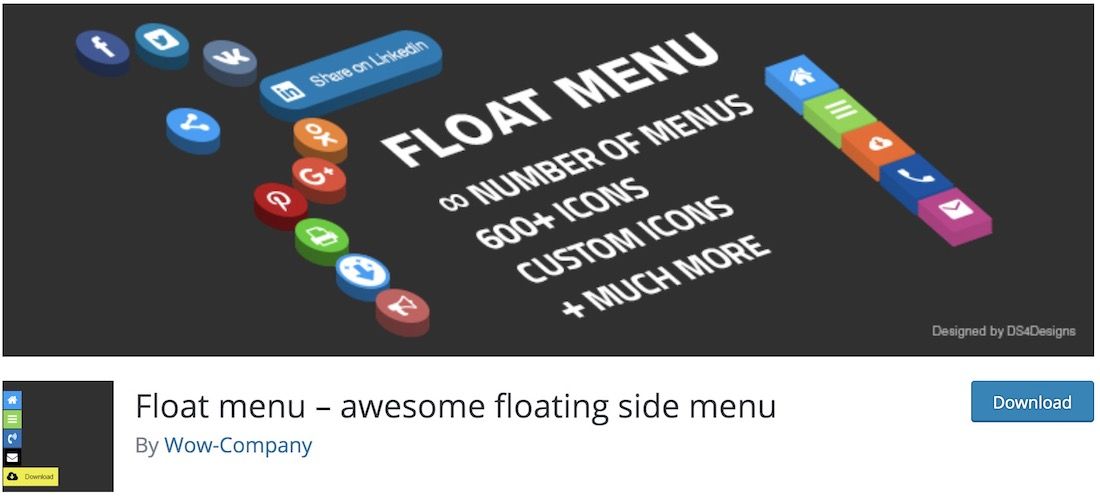 Float menü wordpress eklentisi.